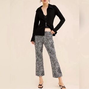 Anthropologie Black & White Print Wide-Leg Pants